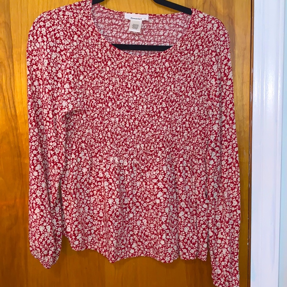 Urban romantics floral semi formal long sleeve top in red size M
